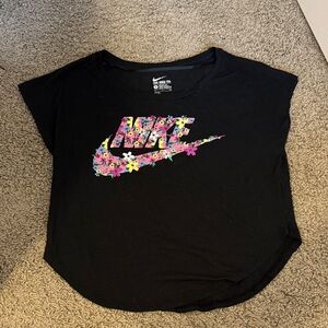 Nike Black Tee with Floral Logo